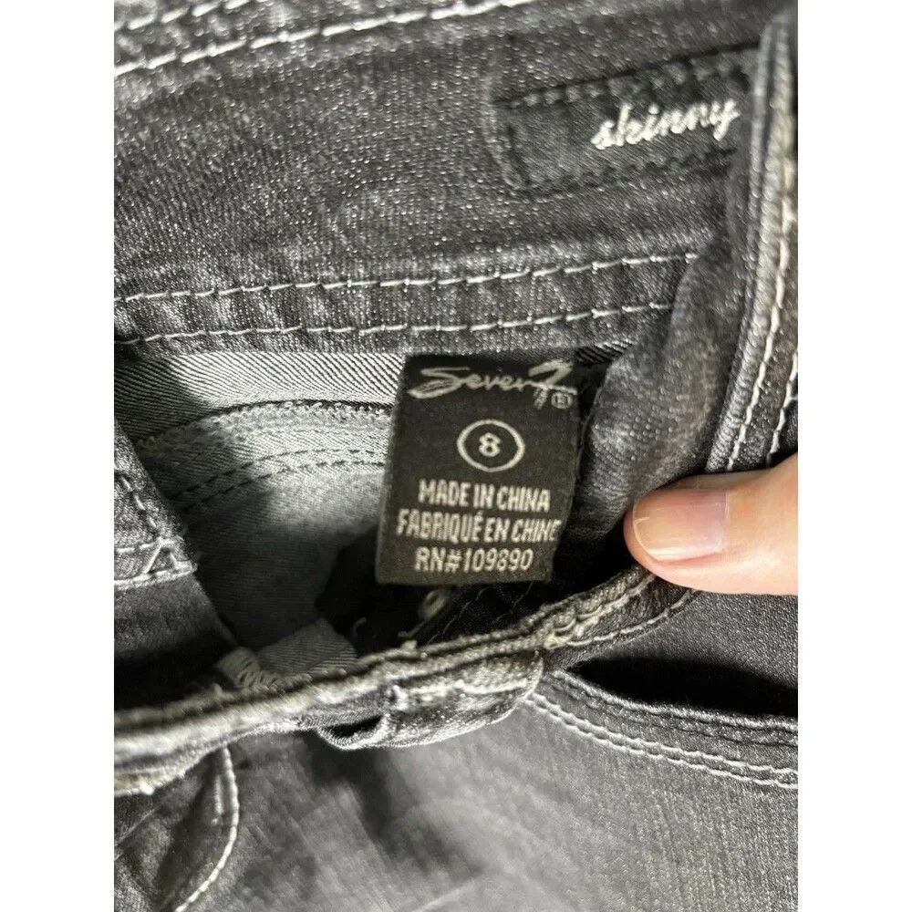 Seven7 Jeans Women Size 8 Skinny Dark Wash Five Pockets Stretch Denim Black